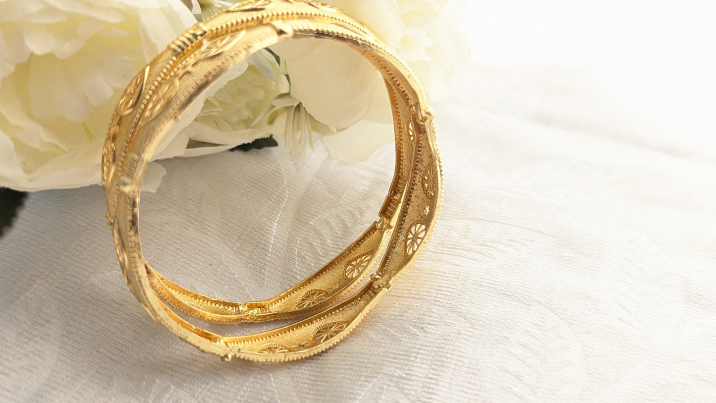 Set Of 2 Traditional Gold Plated Bangles | Size 2.4