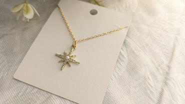 Gold Plated Crystal Shape Pendant Chain Necklace