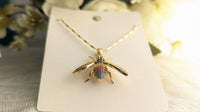 Gold Plated Anti Tarnish Honey Bee Pendant Chain Necklace