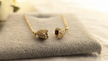 Gold Plated Ad Studded Magnetic Heart Pendant Chain Necklace