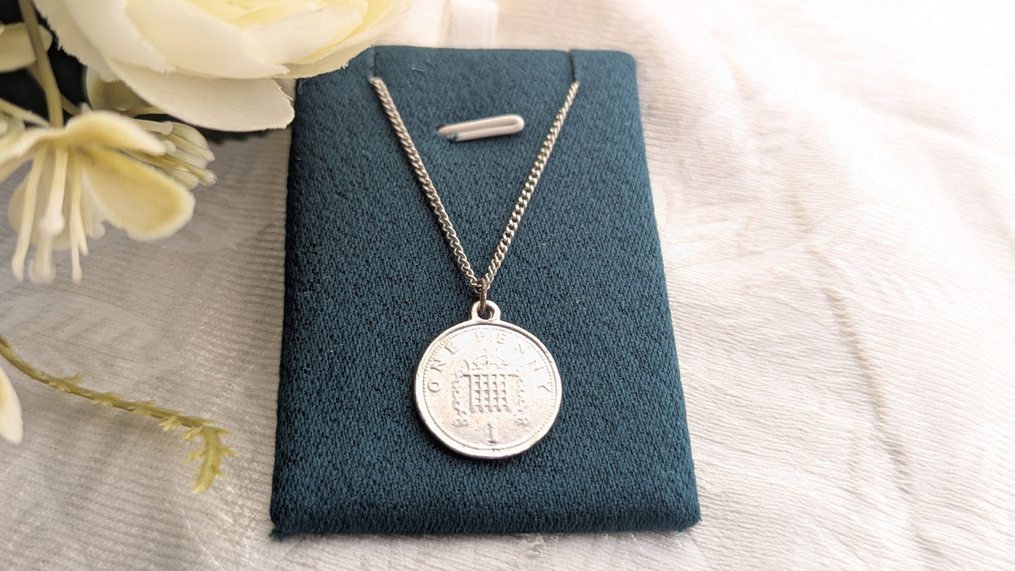 Silver Plated Coin Pendant Chain Necklace