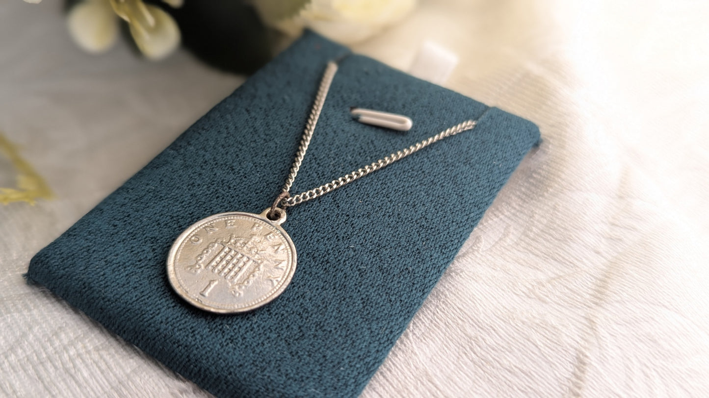 Silver Plated Coin Pendant Chain Necklace