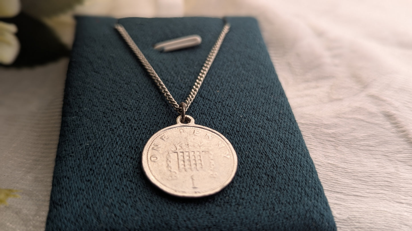 Silver Plated Coin Pendant Chain Necklace