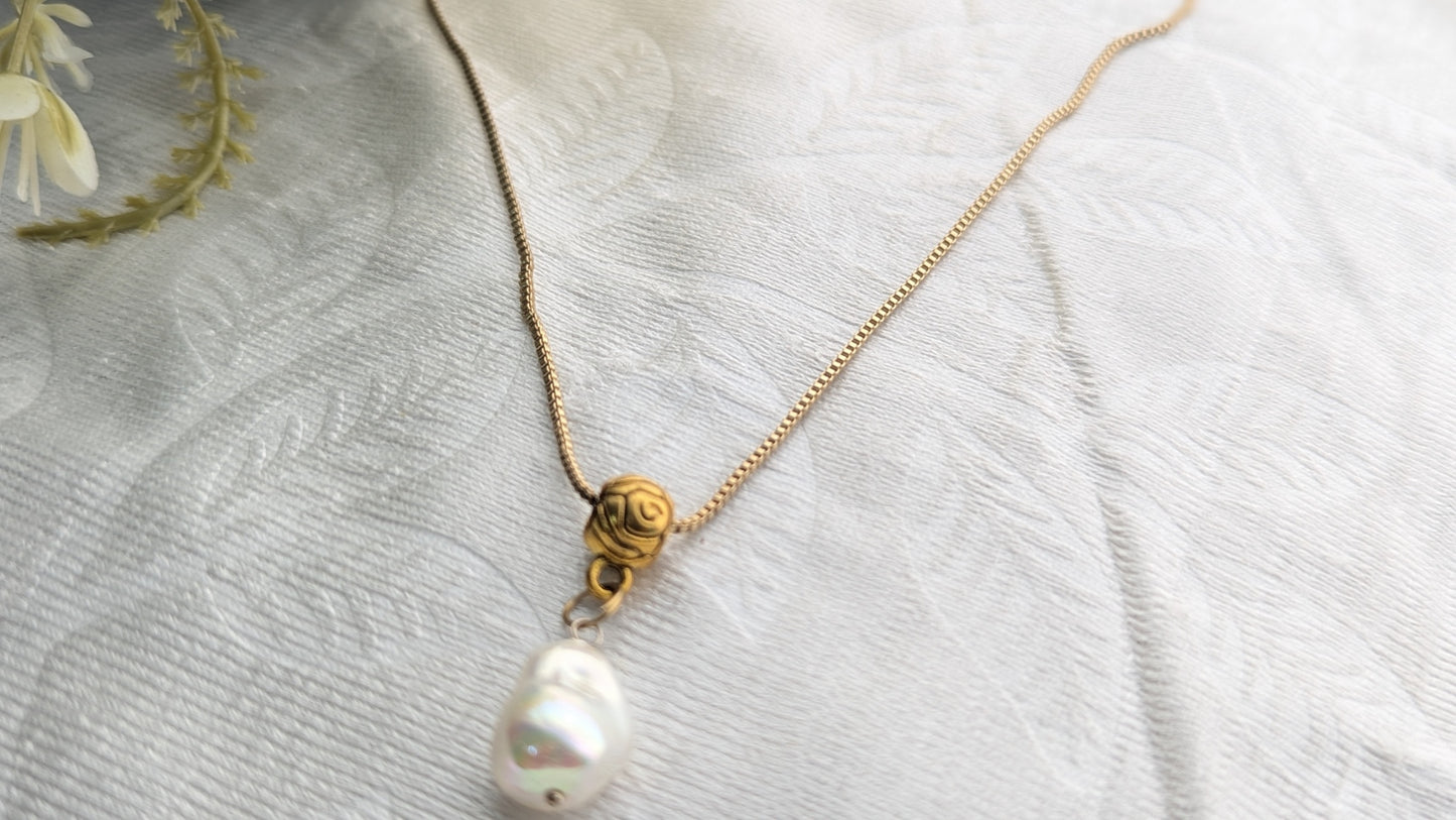 Gold Plated Pearl Pendant Necklace