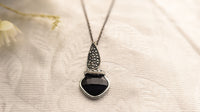 Silver Chain Black Pendant Necklace