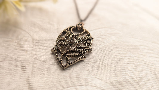 Silver Oxidized  Pendant Chain Necklace