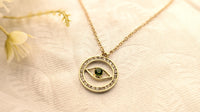 Gold Plated Green Stone Evil Eye Pendant Chain Necklace