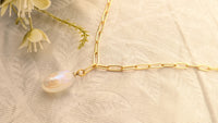 Gold Plated Pearl Pendant Chain Necklace