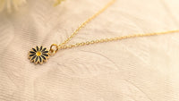 Gold Plated Black Flower Pendant Chain Necklace