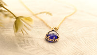 Gold Plated Blue Stone Pendant Chain Necklace