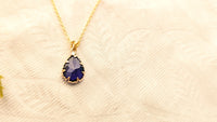 Gold Plated Blue Stone Pendant Chain Necklace