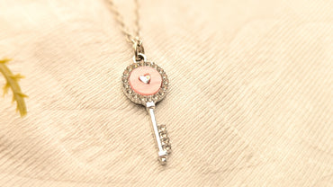 Silver Plated Pink Key Pendant Chain Necklace