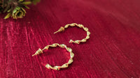 Gold Plated Spiral Half Hoop Earrings